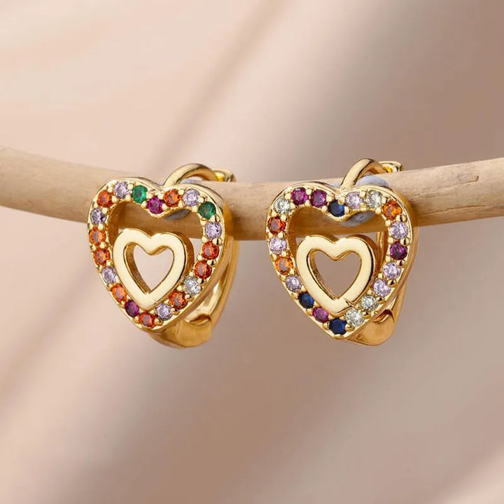Sweet Zircon Heart Earrings